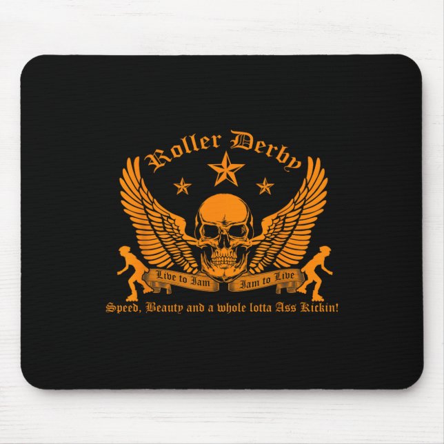 Funny Roller Derby Lover Quotes Gift, Live To Jam  Mouse Mat (Front)