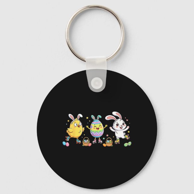 Funny Roller Skate Easter Egg Kids Mens Womens Key Ring (Front)