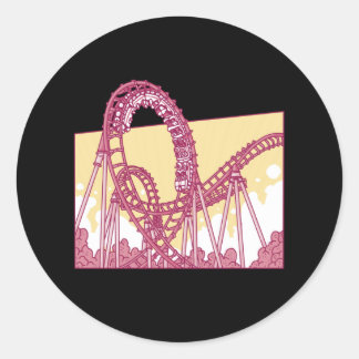 Funny Rollercoaster Amusement Park Gift Classic Round Sticker
