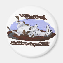 Funny Rolling Grey White Horse Magnet