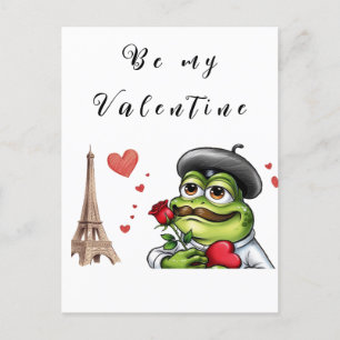 funny romantic french frog for valentines day holiday postcard