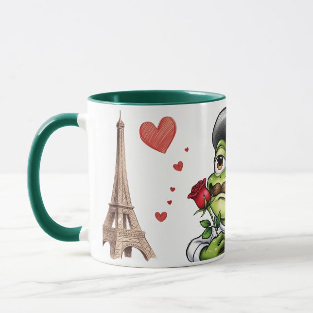 funny romantic french frog for valentines day mug (Left)