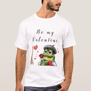 funny romantic french frog for valentines day T-Shirt