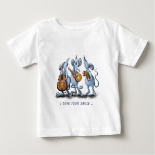 Funny Romantic Mouse Band - Add Your Text Baby T-Shirt
