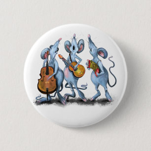 Funny Romantic Mouse Band - Cartoon Animal Drawing 6 Cm Round Badge
