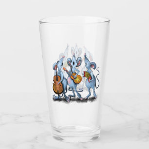 Funny Romantic Mouse Band - Cartoon Animal Drawing Glass