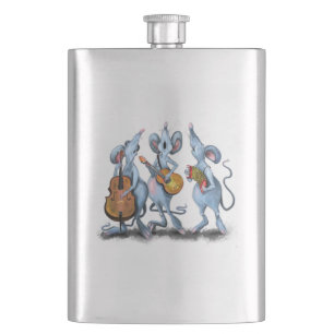 Funny Romantic Mouse Band - Cartoon Animal Drawing Hip Flask