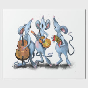 Funny Romantic Mouse Band - Cartoon Animal Drawing Wrapping Paper