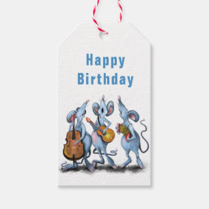 Funny Romantic Mouse Band - Happy Birthday Gift Tags