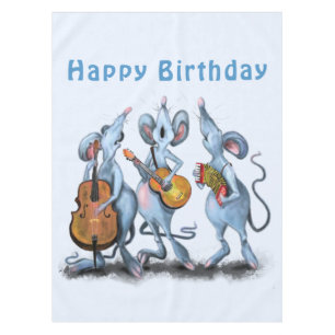 Funny Romantic Mouse Band - Happy Birthday Tablecloth