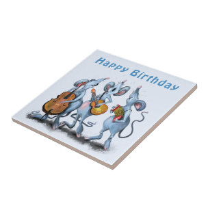 Funny Romantic Mouse Band - Happy Birthday Tile