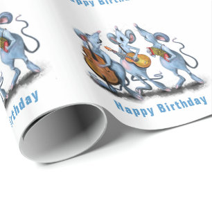 Funny Romantic Mouse Band - Happy Birthday Wrapping Paper