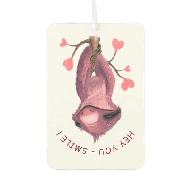 Funny Romantic Sloth Air Freshener Smile (Front)