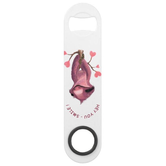 Funny Romantic Sloth Smile Bar Key Bottle Opener (Front)