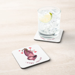 Funny Romantic Sloth Smile Beverage Coaster