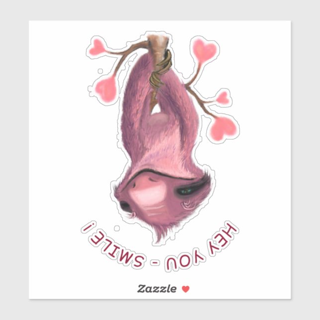 Funny Romantic Sloth Smile Cartoon Animal Drawing  (Sheet)