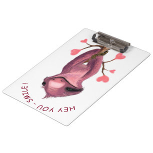 Funny Romantic Sloth Smile Cartoon Animal Drawing Clipboard