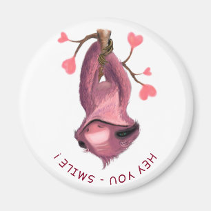 Funny Romantic Sloth Smile Cartoon Animal Drawing Magnet