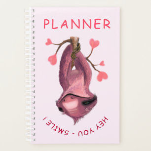 Funny Romantic Sloth Smile Cartoon Animal Drawing  Planner
