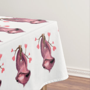 Funny Romantic Sloth Smile Cartoon Animal Drawing Tablecloth