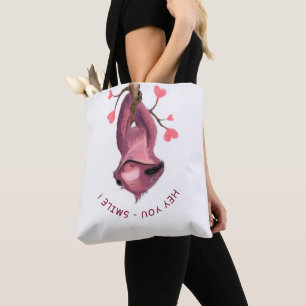 Funny Romantic Sloth Smile Cartoon Animal Drawing Tote Bag