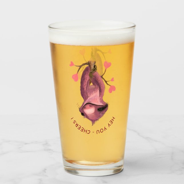 Funny Romantic Sloth Smile Cartoon - Cheers Glass (Front Filled)