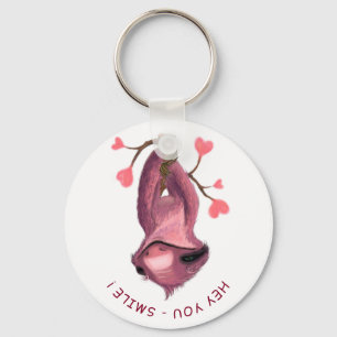 Funny Romantic Sloth Smile Keychain - Your Text