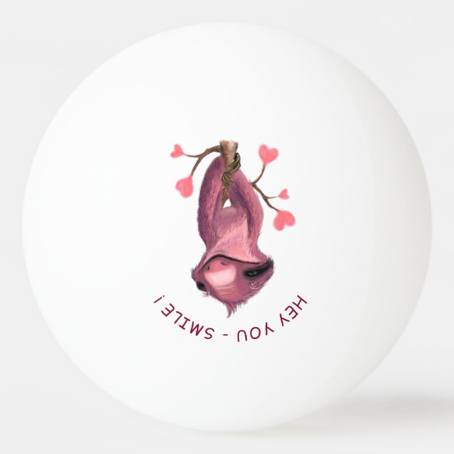 Funny Romantic Sloth Smile Ping Pong Ball (Front)