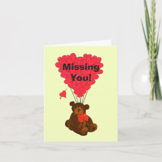 Funny romantic teddy bear missing you card