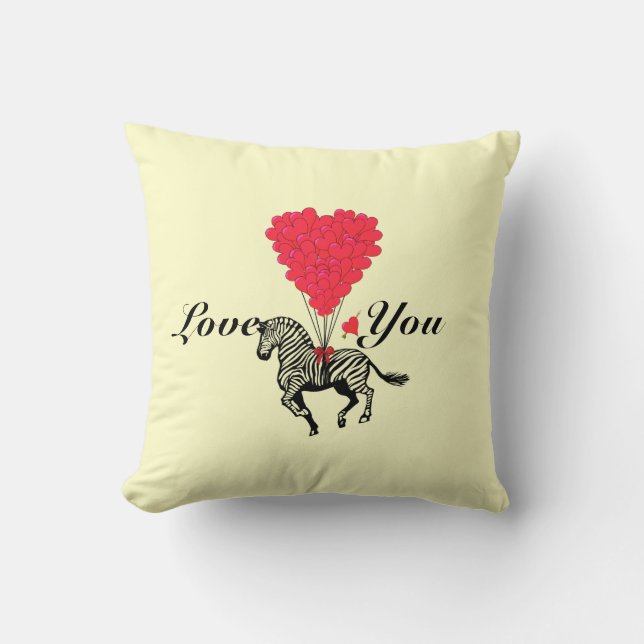 Funny romantic zebra Valentines Cushion (Front)