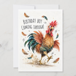 Funny Rooster Birthday Card for Him Birthday Boy