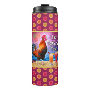 Funny Rooster Chicken Cocktails Tropical Beach Sea Thermal Tumbler