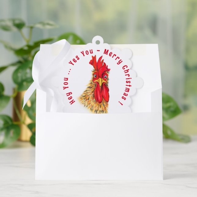 Funny Rooster Christmas Ornament Card (Envelope)