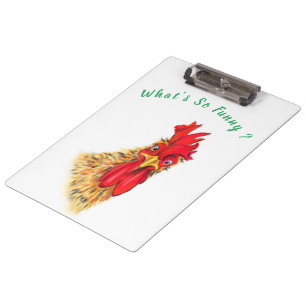 Funny Rooster Clipboard - Custom Text