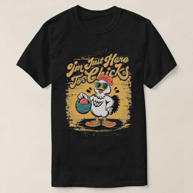 Funny Rooster Easter Egg Hunter Cool Chicken lover T-Shirt (Design Front)