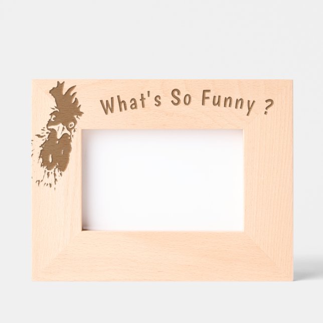 Funny Rooster Etched Frames - Custom Text (Front)