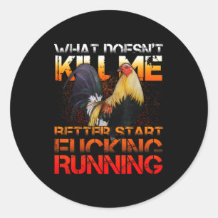 Funny Rooster Fight  Classic Round Sticker