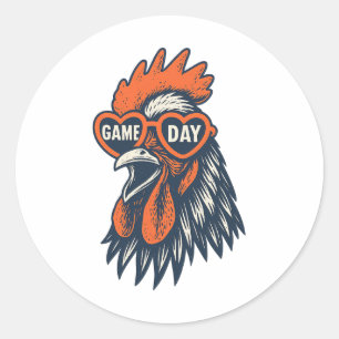 Funny Rooster Game Day Sport Fans Gift For Men Wom Classic Round Sticker