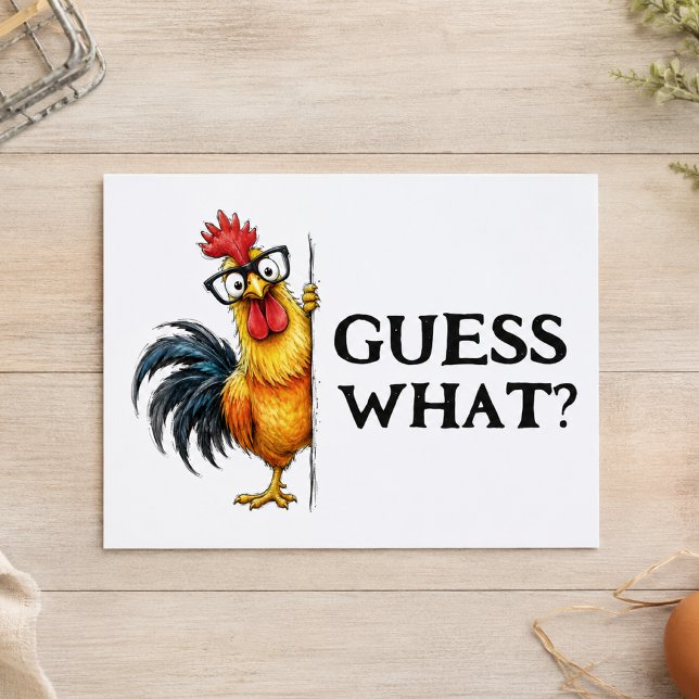 Funny Rooster Guess What Pun Postcard (Creator Uploaded)