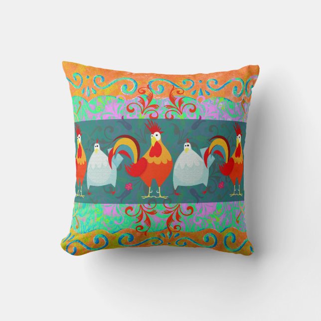 Funny Rooster Hen Funky Chicken Farm Animal Gifts Cushion (Front)