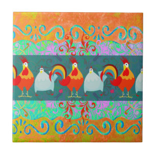 Funny Rooster Hen Funky Chicken Farm Animal Gifts Tile