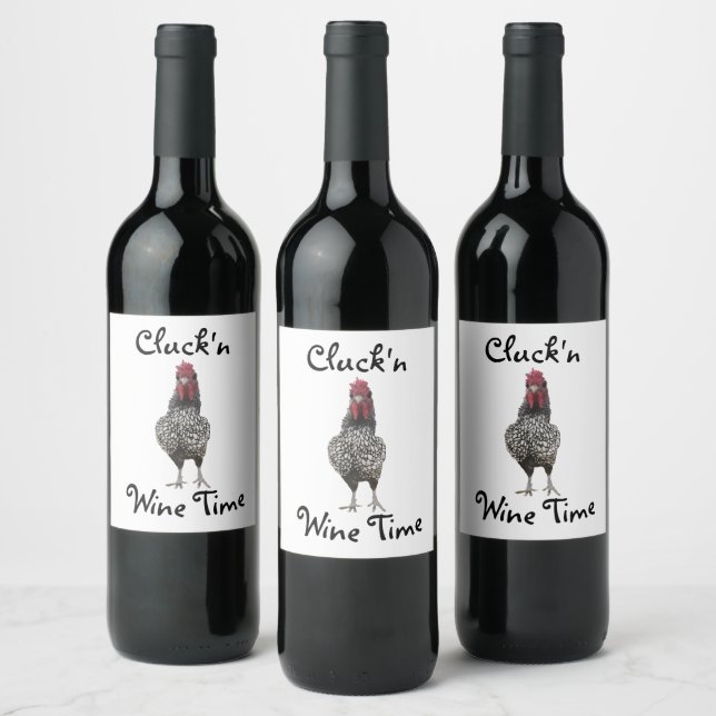 Funny Rooster Humourous Wine Label (Bottles)