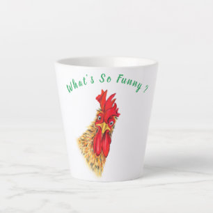 Funny Rooster Latte Mug - Custom Text