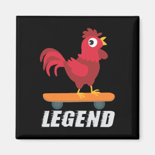 Funny Rooster Legend Skateboard Chicken Skate Gift Magnet