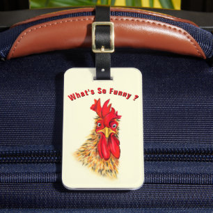 Funny Rooster Luggage Tag Gift Personalized Text