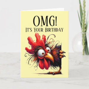 Funny Rooster Theme Birthday Card