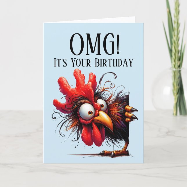 Funny Rooster Theme Birthday Card (Front)