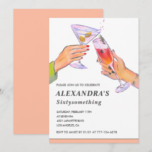  Funny Rose Gold Cocktail Champagne 61st birthday Invitation