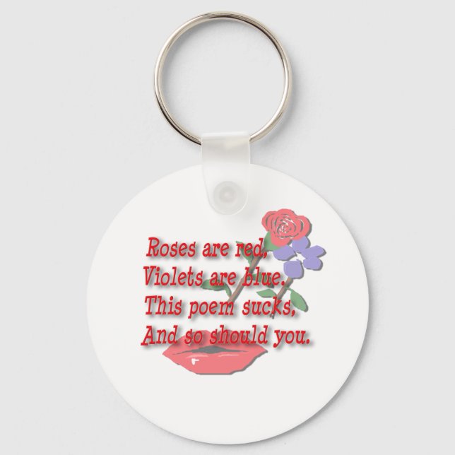 Funny Roses Are Red Anti-Valentine's Day Poem Keyc Key Ring (Front)