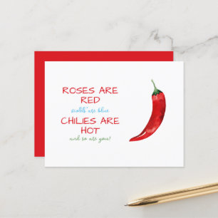 Funny Roses are Red Chilli Poem Valentine's Day Postcard